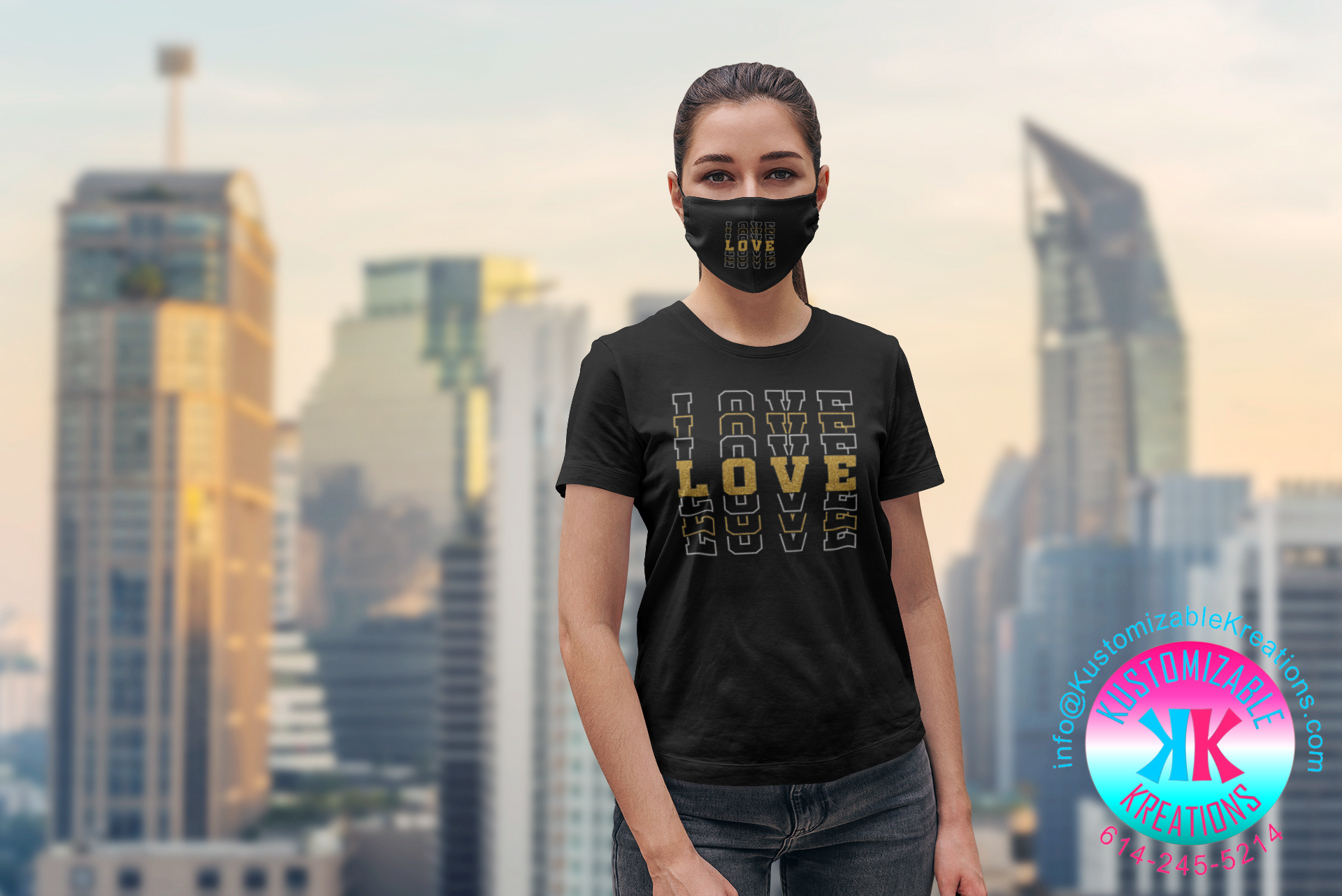 Black Love T-shirt and Mask set
